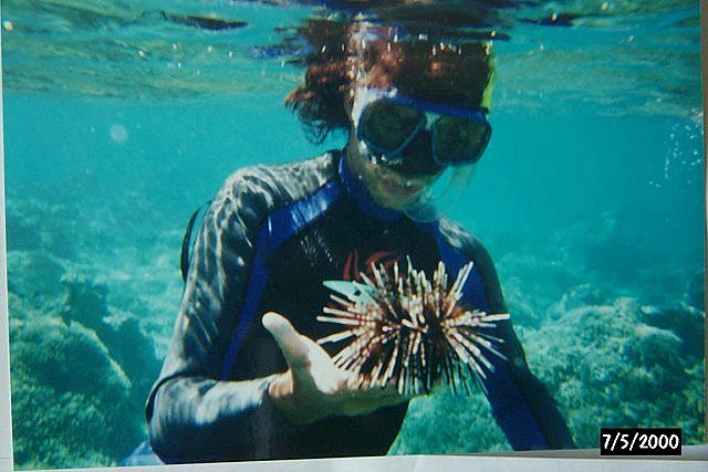 Olivier and a sea urchin