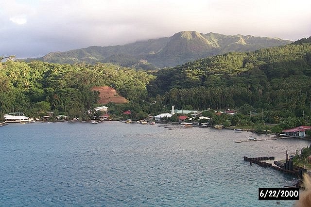 A harbor view along the road around Raiatea